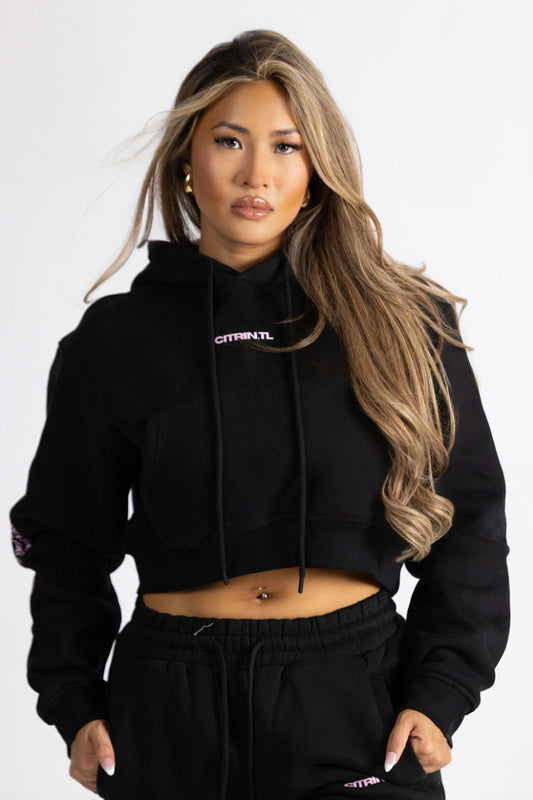 PROTECT YOUR ENERGY / CROPPED HOODIE - BLACK