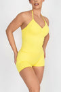 TRUE SHAPE RUCHED HALTER TANK  - BRIGHT YELLOW