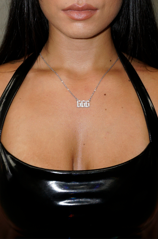 JUICY BY J ANGEL NUMBER NECKLACE - SILVER 666